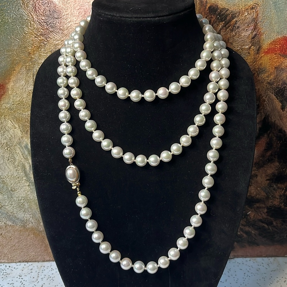 Vintage Long Faux Pearl Necklace Carolee Brighton
